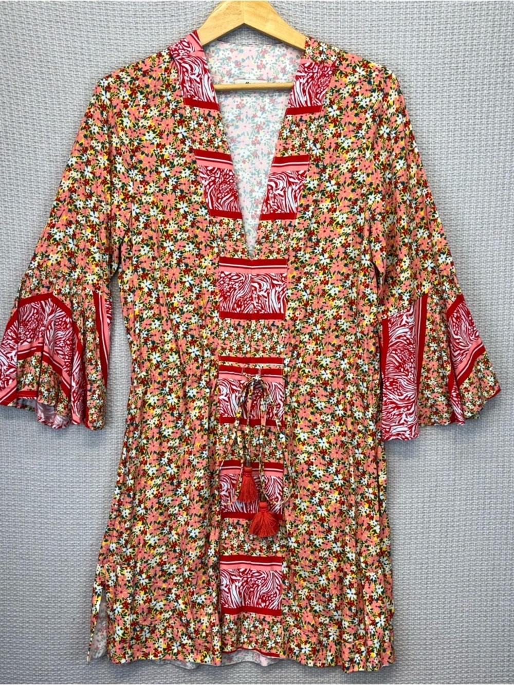 Maaji Joy Caftan Coverup Womens Med Tropical Floral Colorful Resortwear Beach